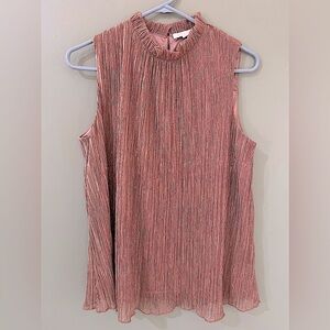 Eri + Ali Rose Gold Top mock neckline shimmer fully lined women small